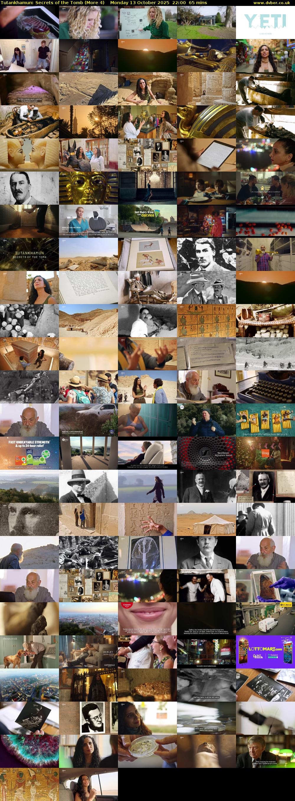 Tutankhamun: Secrets of the Tomb (More 4) Monday 13 October 2025 22:00 - 23:05