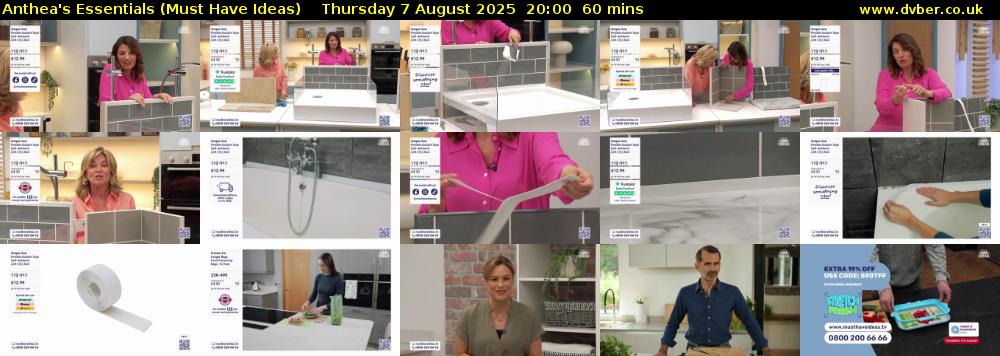 Anthea's Essentials (Must Have Ideas) Thursday 7 August 2025 20:00 - 21:00