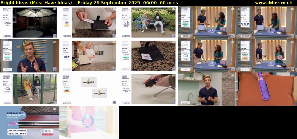 Bright Ideas (Must Have Ideas) Friday 26 September 2025 06:00 - 07:00