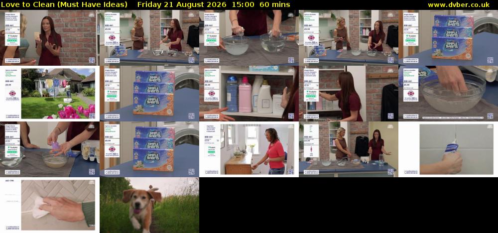 Love to Clean (Must Have Ideas) Friday 21 August 2026 15:00 - 16:00