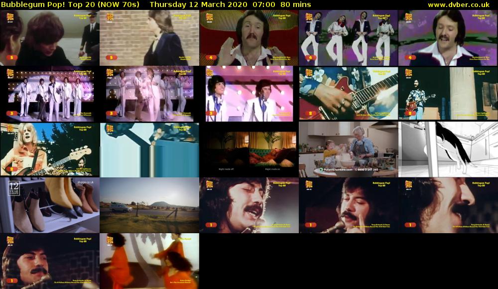 Bubblegum Pop! Top 20 (NOW 70s) Thursday 12 March 2020 07:00 - 08:20