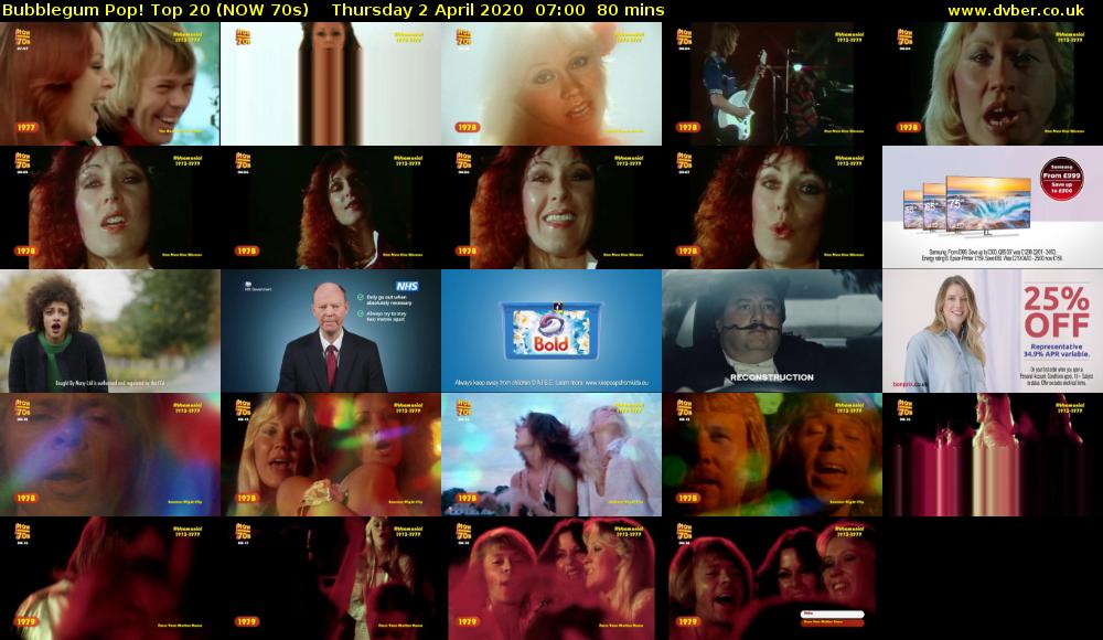 Bubblegum Pop! Top 20 (NOW 70s) Thursday 2 April 2020 07:00 - 08:20