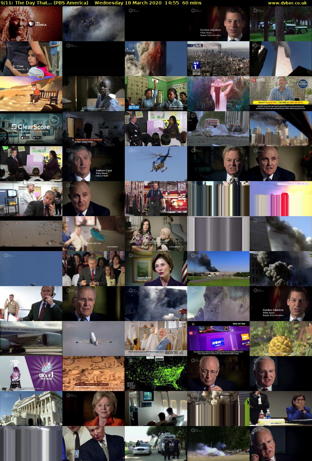 9/11: The Day That... (PBS America) Wednesday 18 March 2020 14:55 - 15:55