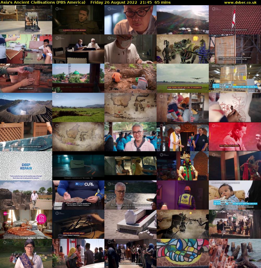 Asia's Ancient Civilisations (PBS America) Friday 26 August 2022 21:45 - 22:50