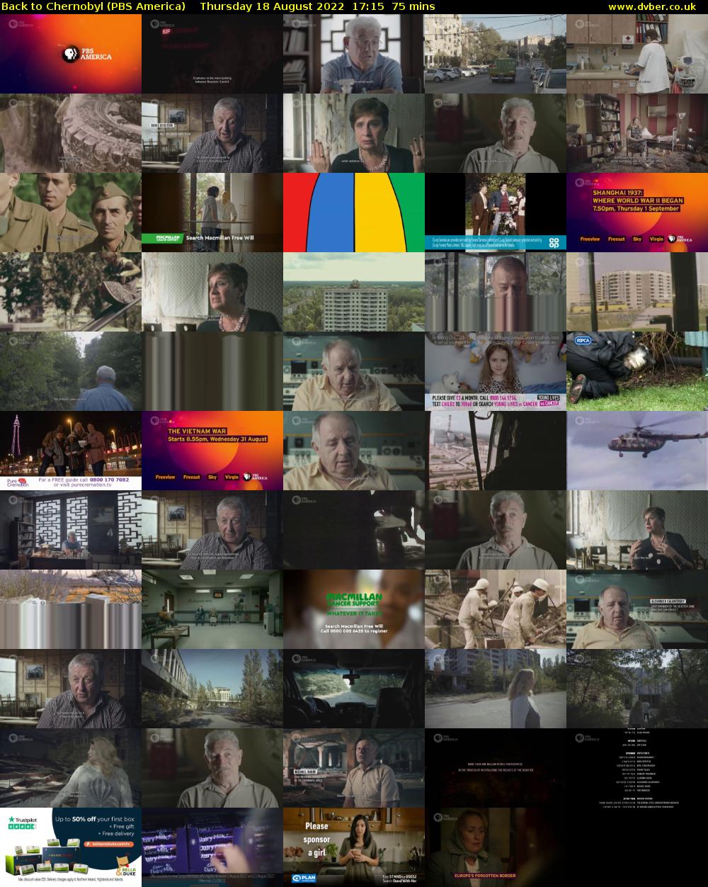 Back to Chernobyl (PBS America) Thursday 18 August 2022 17:15 - 18:30