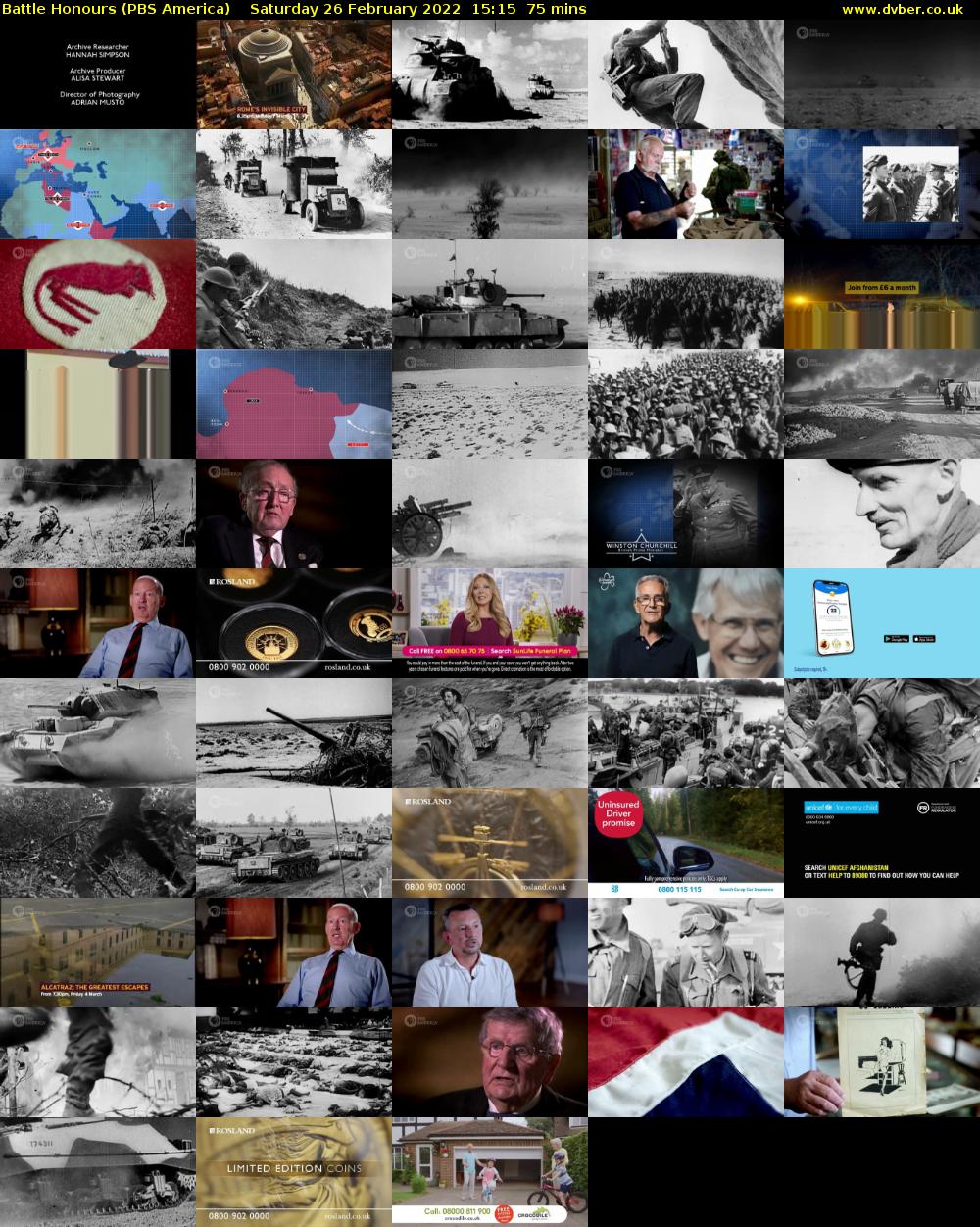 Battle Honours (PBS America) Saturday 26 February 2022 15:15 - 16:30