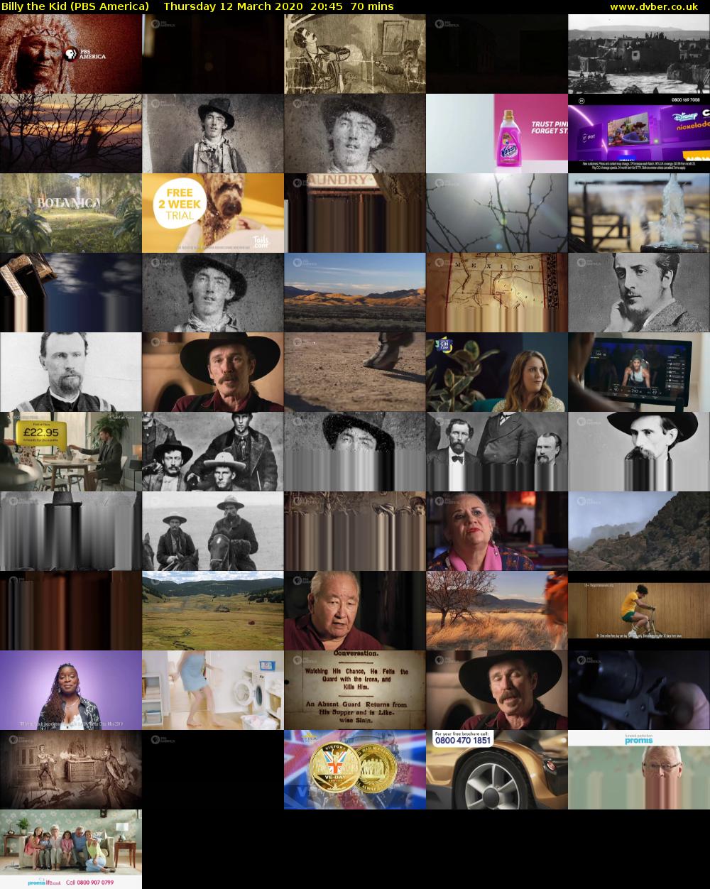 Billy the Kid (PBS America) Thursday 12 March 2020 20:45 - 21:55