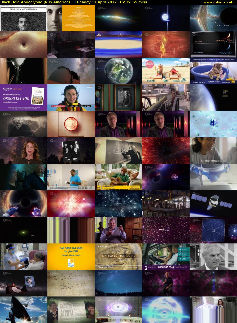 Black Hole Apocalypse (PBS America) Tuesday 12 April 2022 16:35 - 17:40