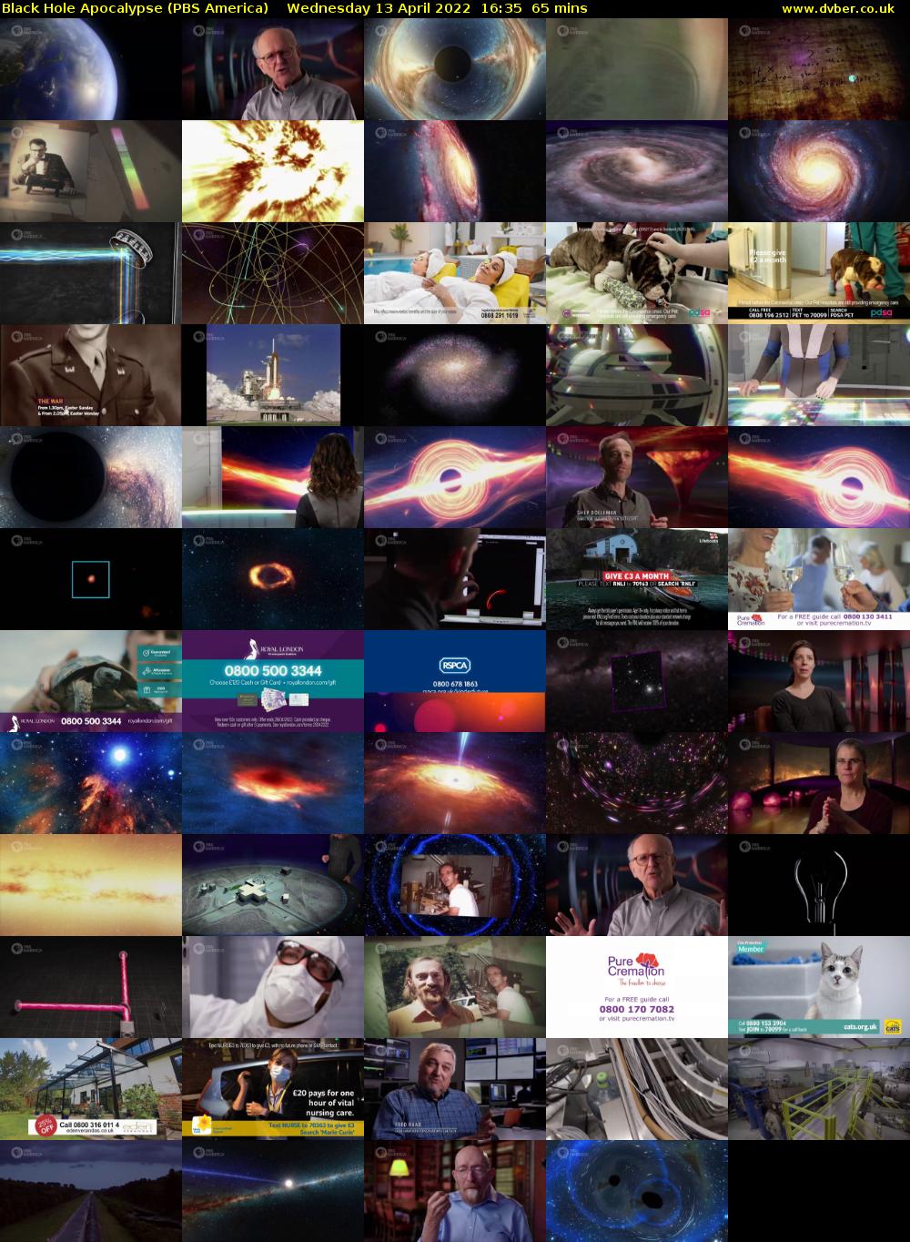 Black Hole Apocalypse (PBS America) Wednesday 13 April 2022 16:35 - 17:40