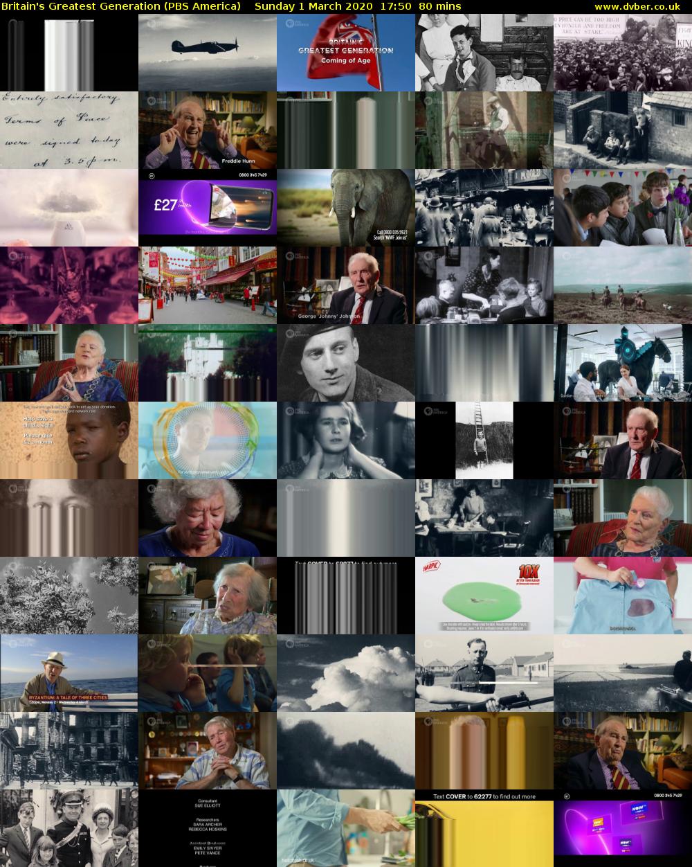 Britain's Greatest Generation (PBS America) Sunday 1 March 2020 17:50 - 19:10