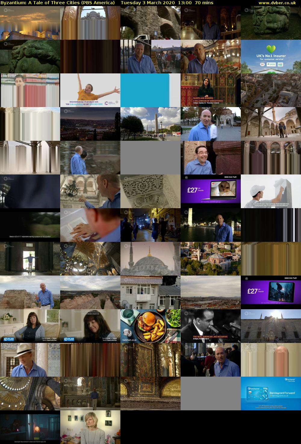 Byzantium: A Tale of Three Cities (PBS America) Tuesday 3 March 2020 13:00 - 14:10