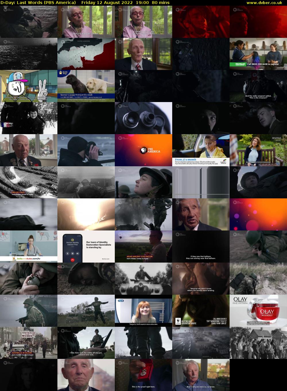 D-Day: Last Words (PBS America) Friday 12 August 2022 19:00 - 20:20