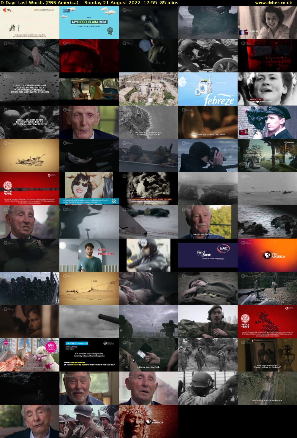 D-Day: Last Words (PBS America) Sunday 21 August 2022 17:55 - 19:20