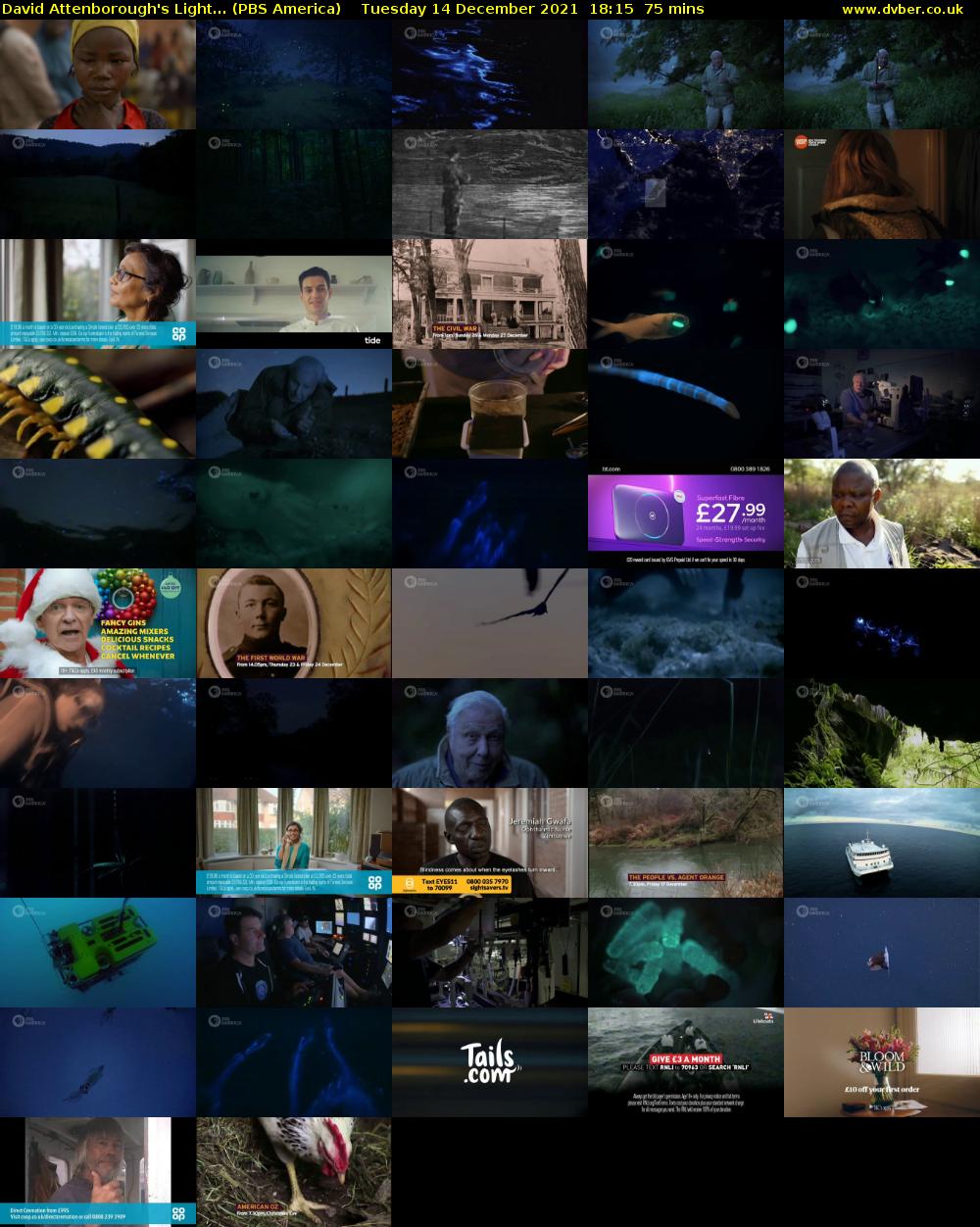 David Attenborough's Light... (PBS America) Tuesday 14 December 2021 18:15 - 19:30