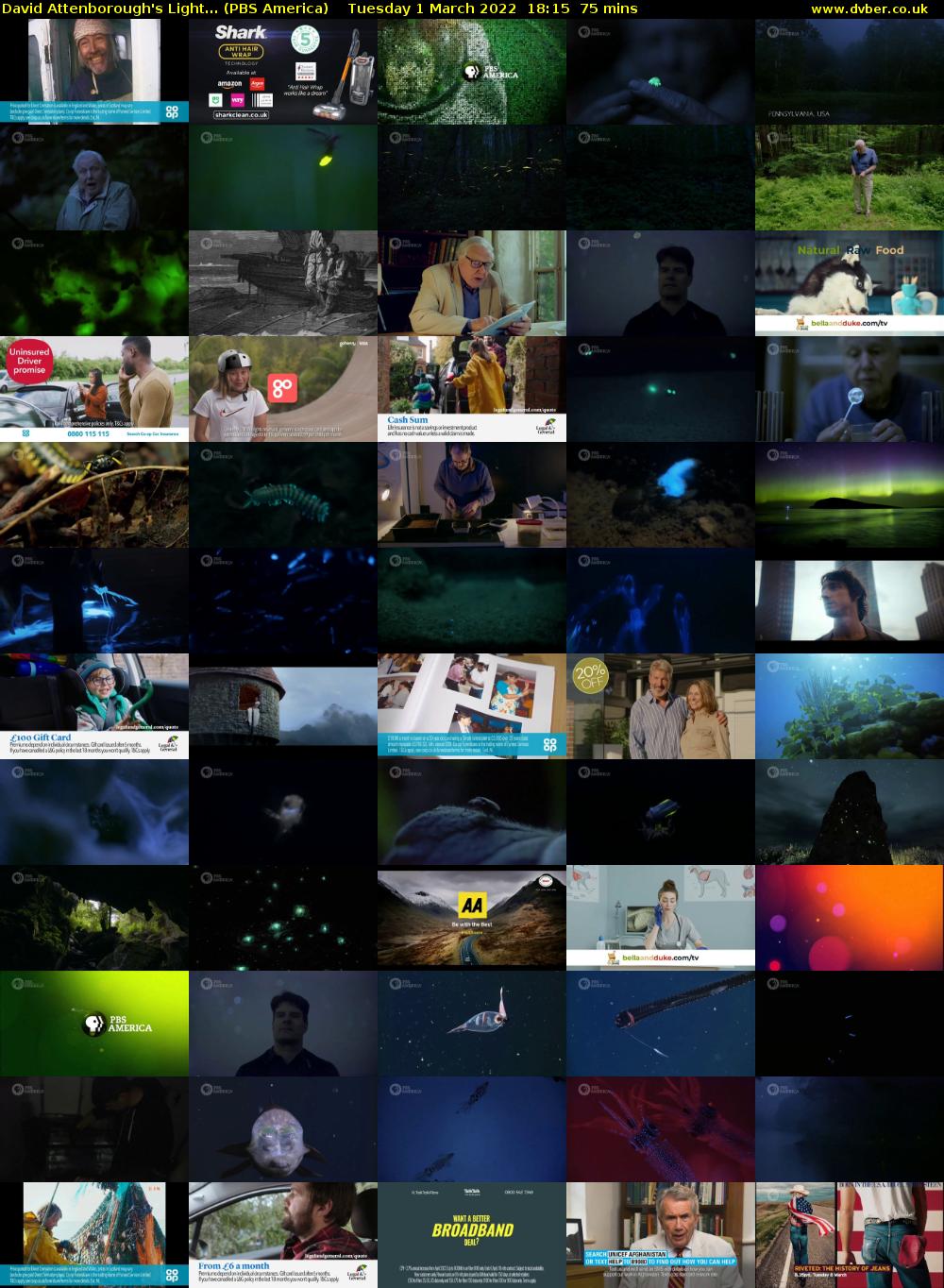 David Attenborough's Light... (PBS America) Tuesday 1 March 2022 18:15 - 19:30