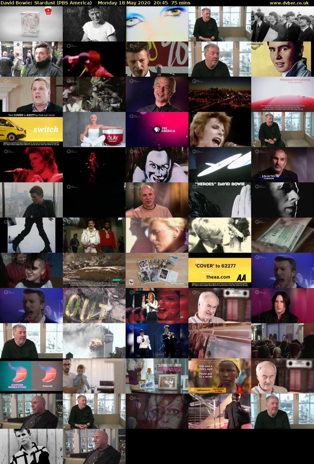 David Bowie: Stardust (PBS America) Monday 18 May 2020 20:45 - 22:00