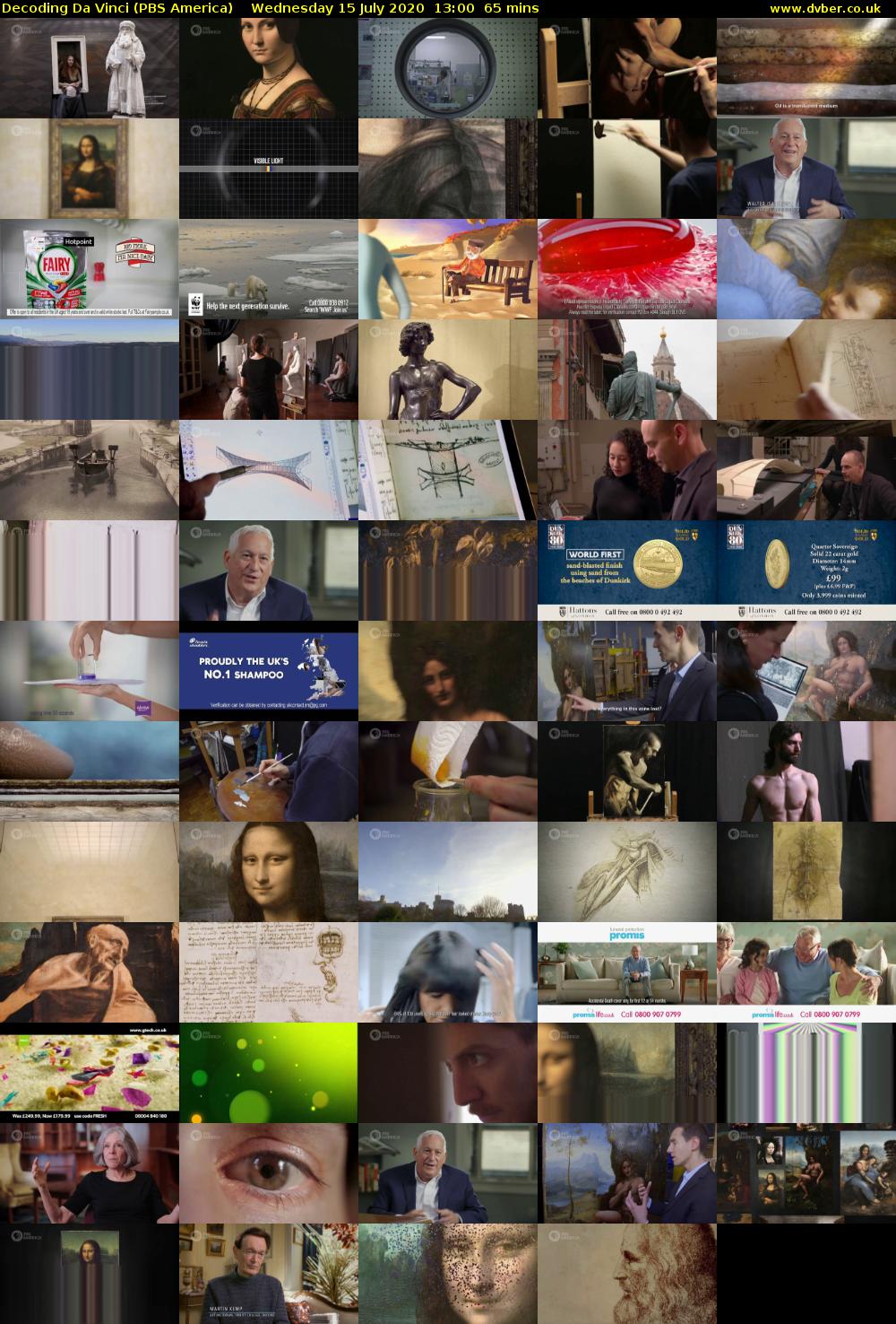 Decoding Da Vinci (PBS America) Wednesday 15 July 2020 13:00 - 14:05