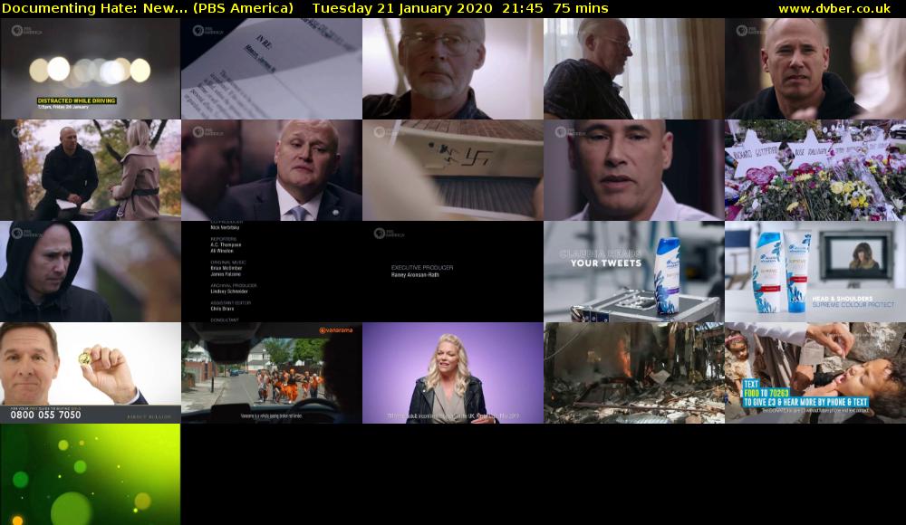 Documenting Hate: New... (PBS America) Tuesday 21 January 2020 21:45 - 23:00