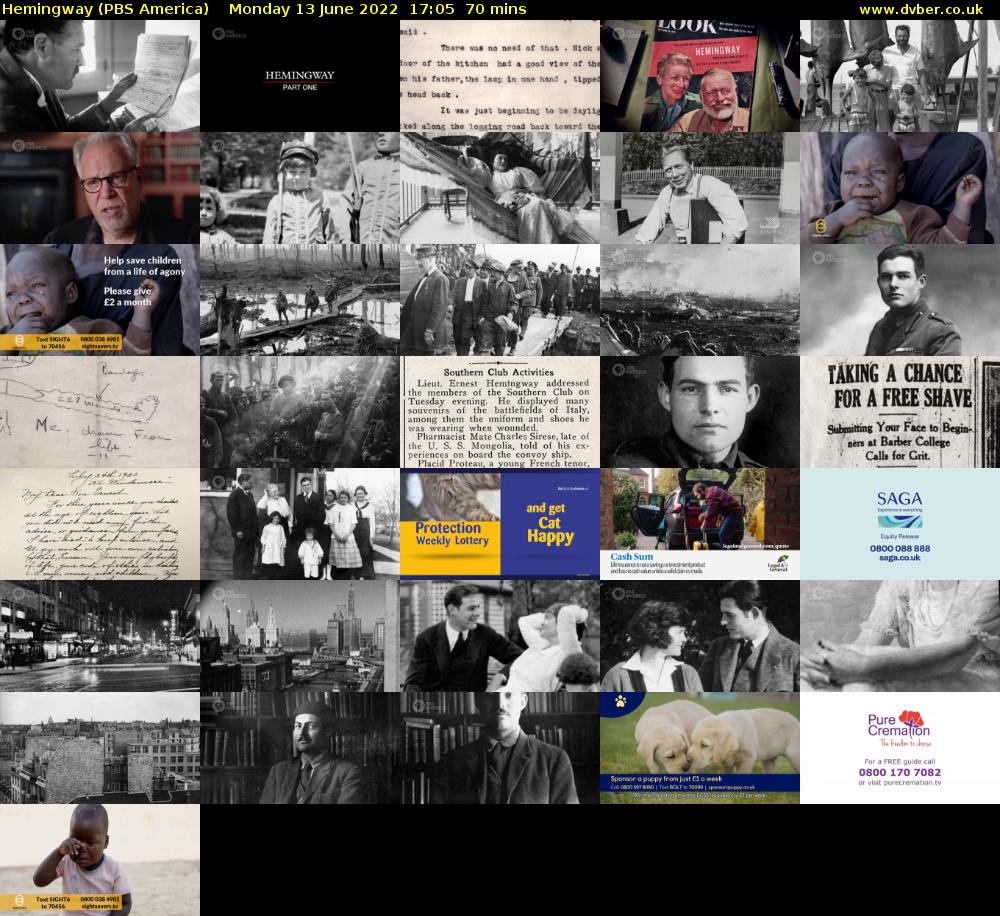 Hemingway (PBS America) Monday 13 June 2022 17:05 - 18:15