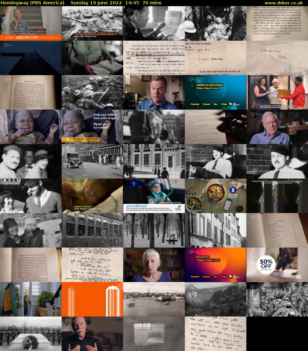 Hemingway (PBS America) Sunday 19 June 2022 14:45 - 15:55