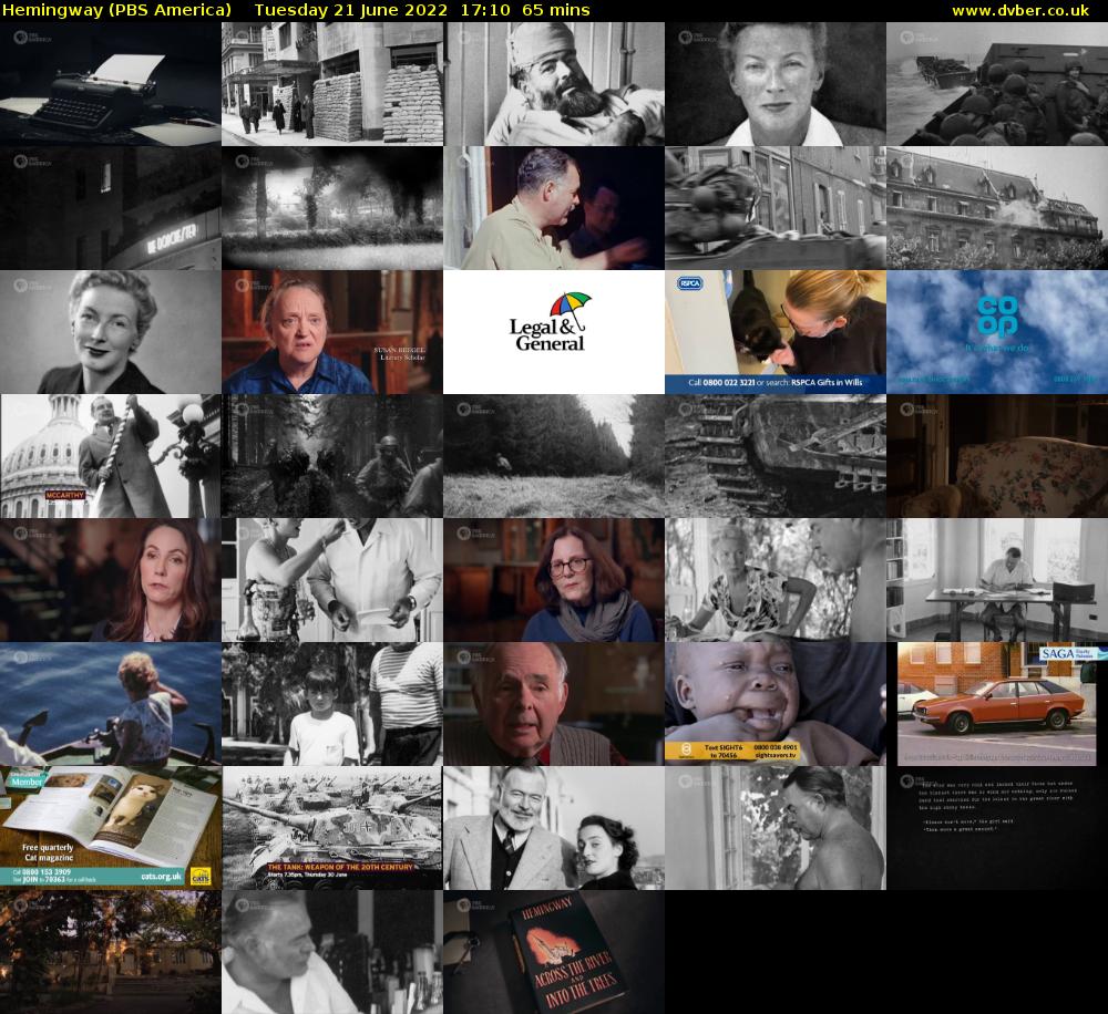 Hemingway (PBS America) Tuesday 21 June 2022 17:10 - 18:15
