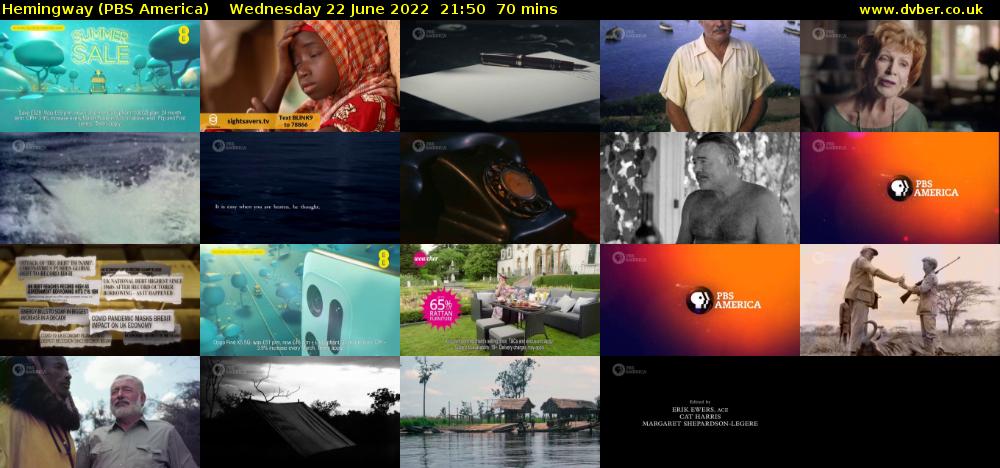 Hemingway (PBS America) Wednesday 22 June 2022 21:50 - 23:00
