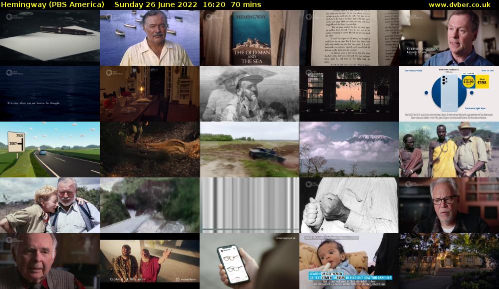 Hemingway (PBS America) Sunday 26 June 2022 16:20 - 17:30