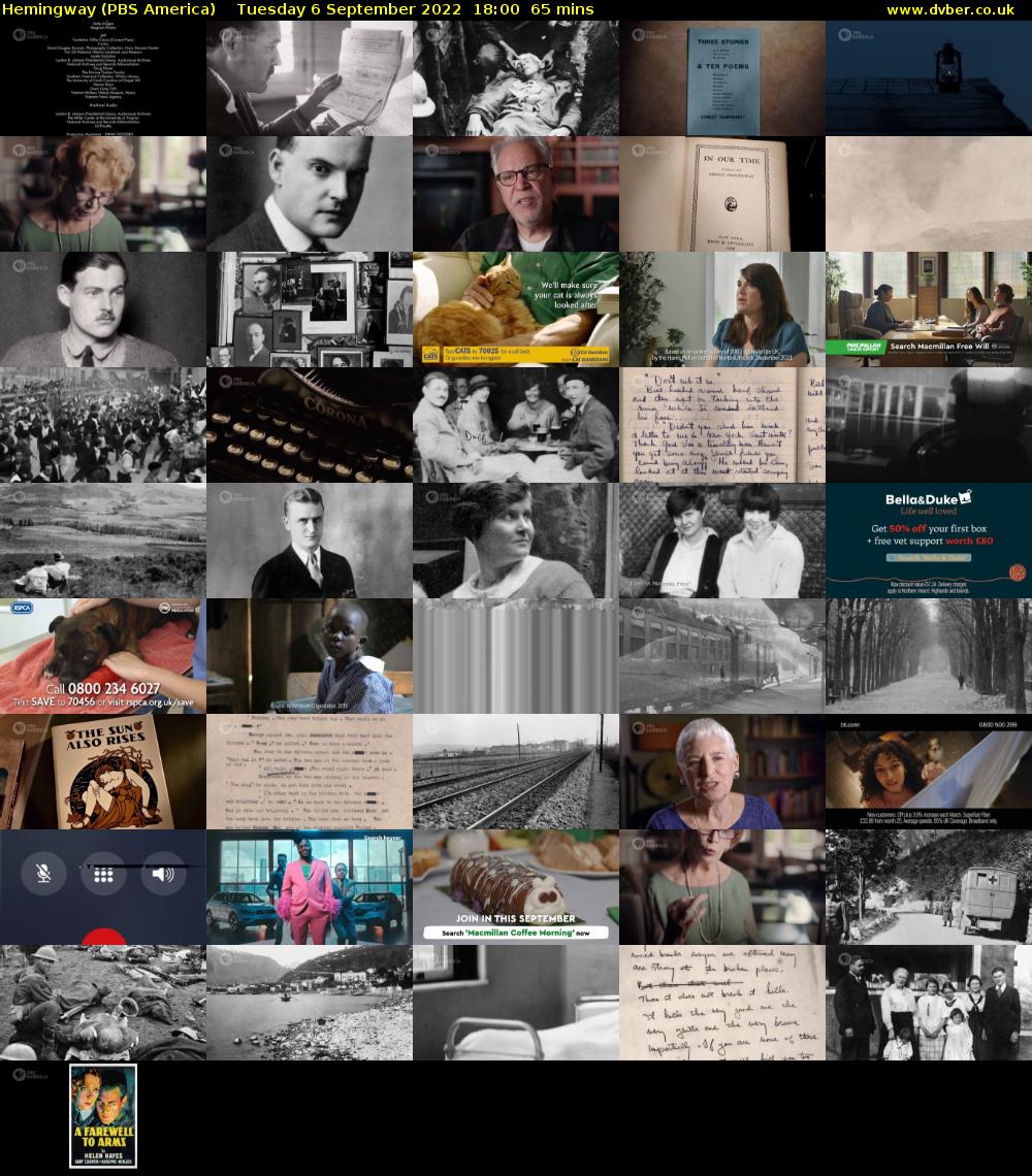 Hemingway (PBS America) Tuesday 6 September 2022 18:00 - 19:05