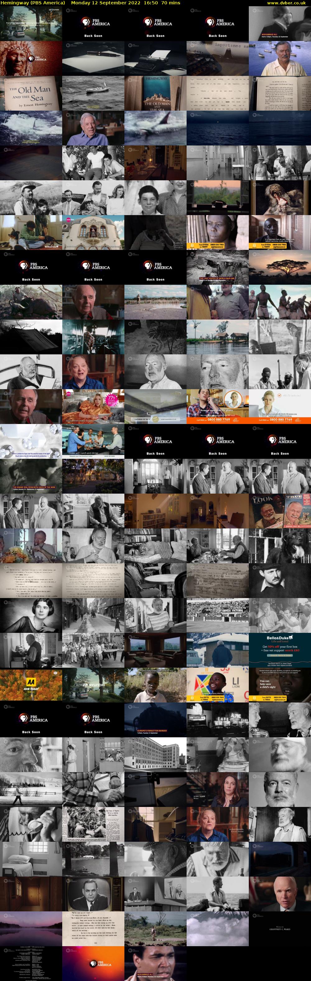 Hemingway (PBS America) Monday 12 September 2022 16:50 - 18:00