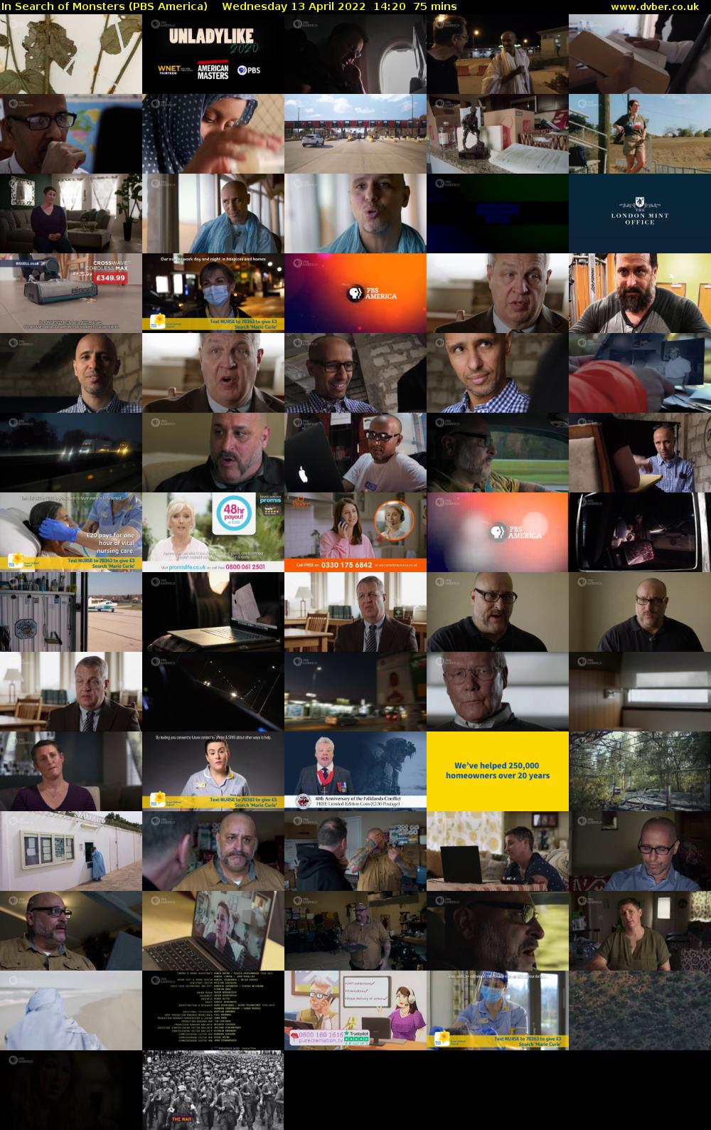 In Search of Monsters (PBS America) Wednesday 13 April 2022 14:20 - 15:35