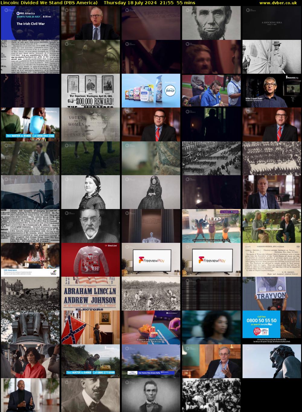 Lincoln: Divided We Stand (PBS America) Thursday 18 July 2024 21:55 - 22:50