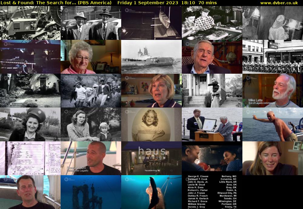 Lost & Found: The Search for... (PBS America) Friday 1 September 2023 18:10 - 19:20