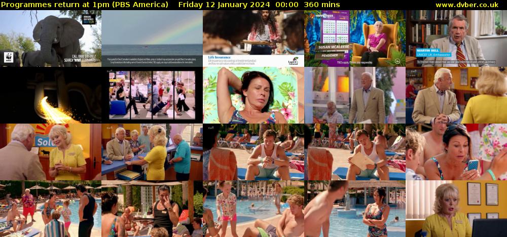 Programmes return at 1pm (PBS America) Friday 12 January 2024 00:00 - 06:00