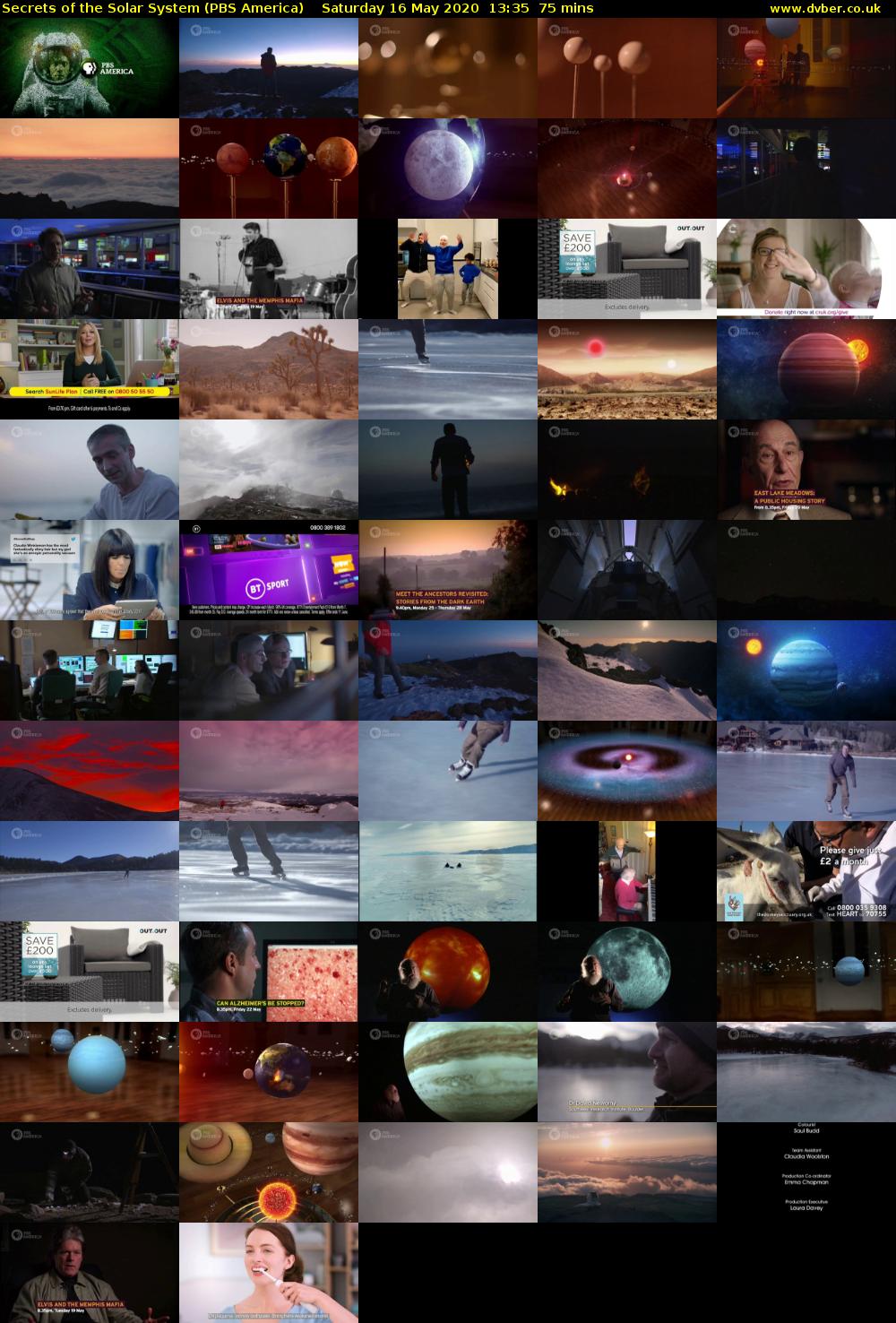 Secrets of the Solar System (PBS America) Saturday 16 May 2020 13:35 - 14:50