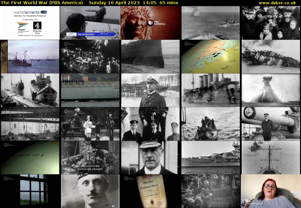The First World War (PBS America) Sunday 16 April 2023 14:05 - 15:10