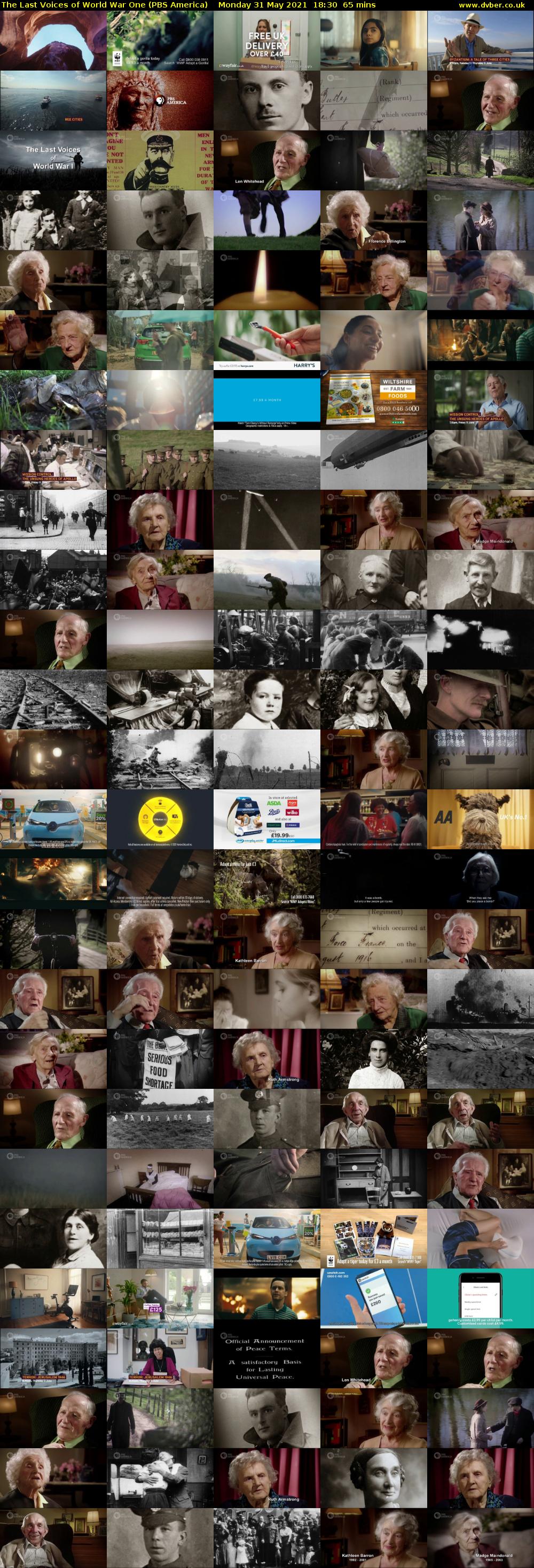 The Last Voices of World War One (PBS America) Monday 31 May 2021 18:30 - 19:35