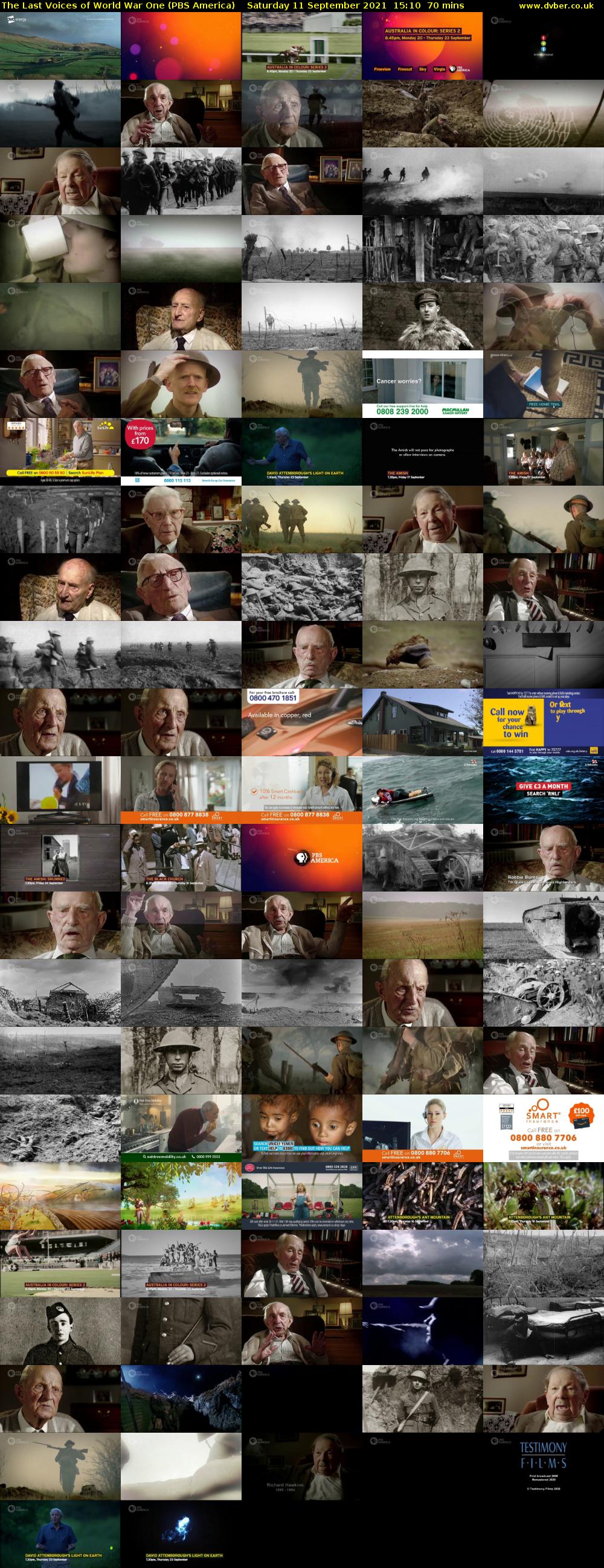 The Last Voices of World War One (PBS America) Saturday 11 September 2021 15:10 - 16:20