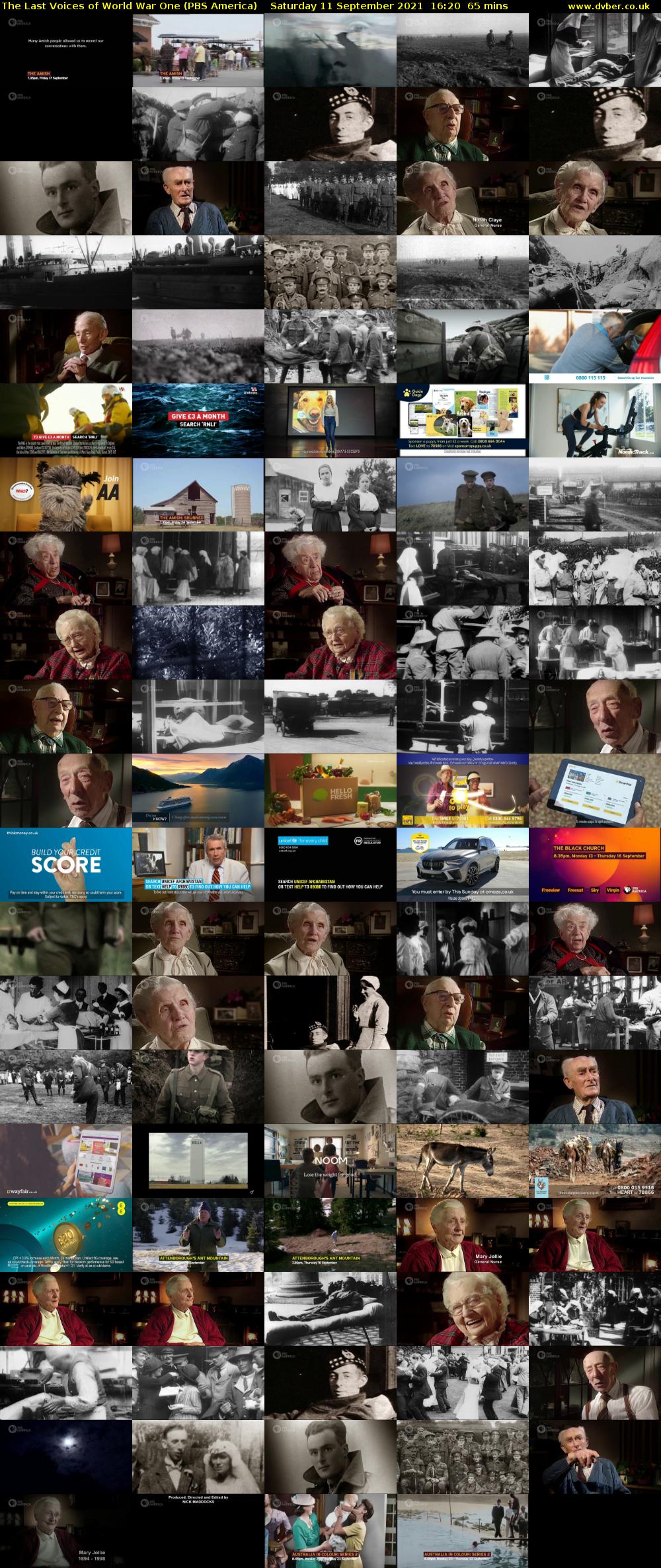 The Last Voices of World War One (PBS America) Saturday 11 September 2021 16:20 - 17:25