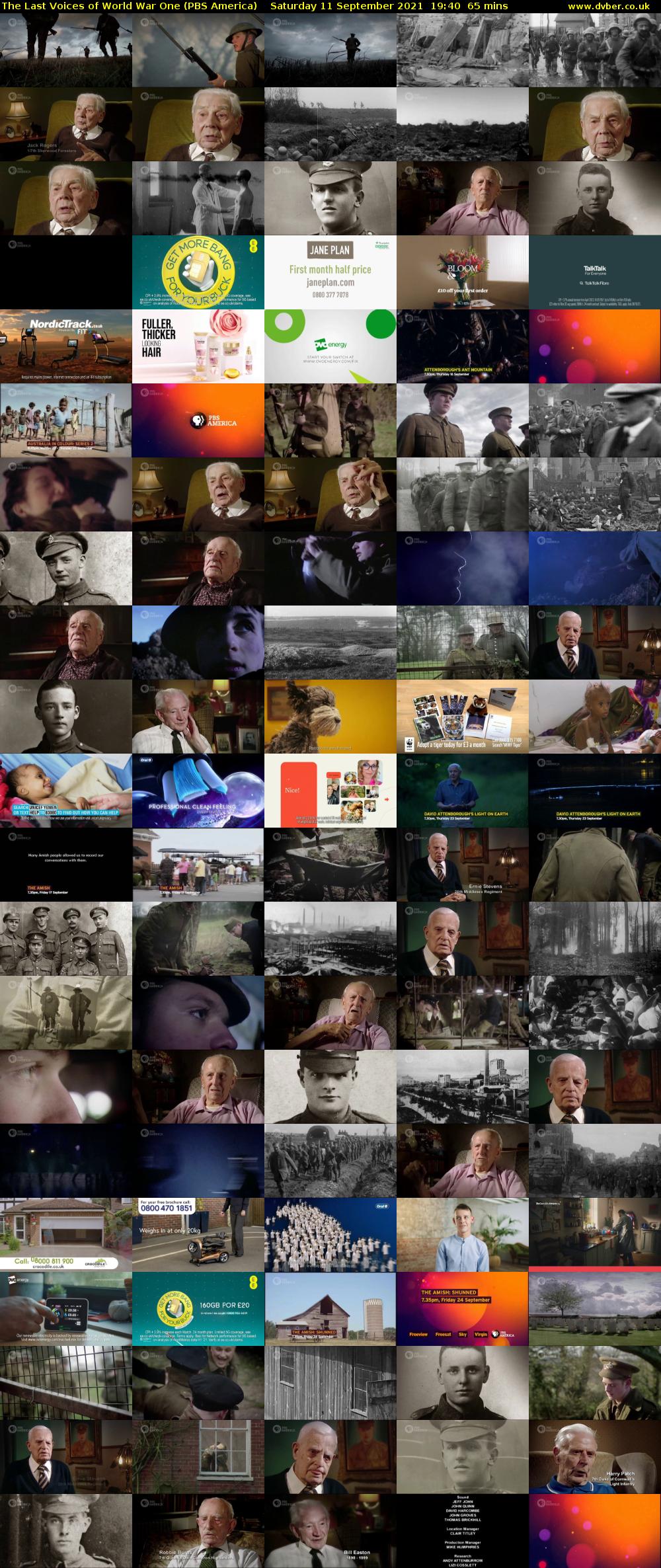 The Last Voices of World War One (PBS America) Saturday 11 September 2021 19:40 - 20:45