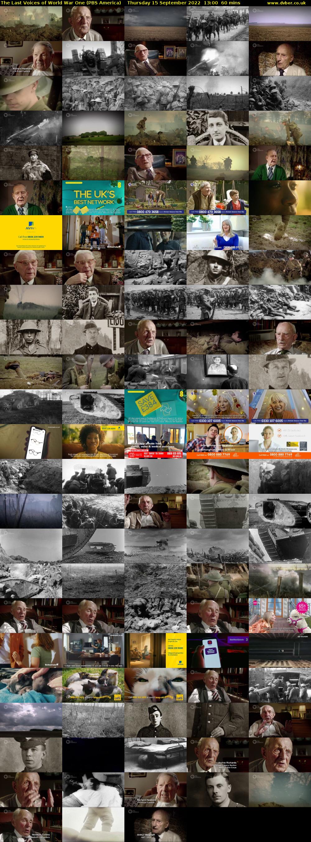 The Last Voices of World War One (PBS America) Thursday 15 September 2022 13:00 - 14:00