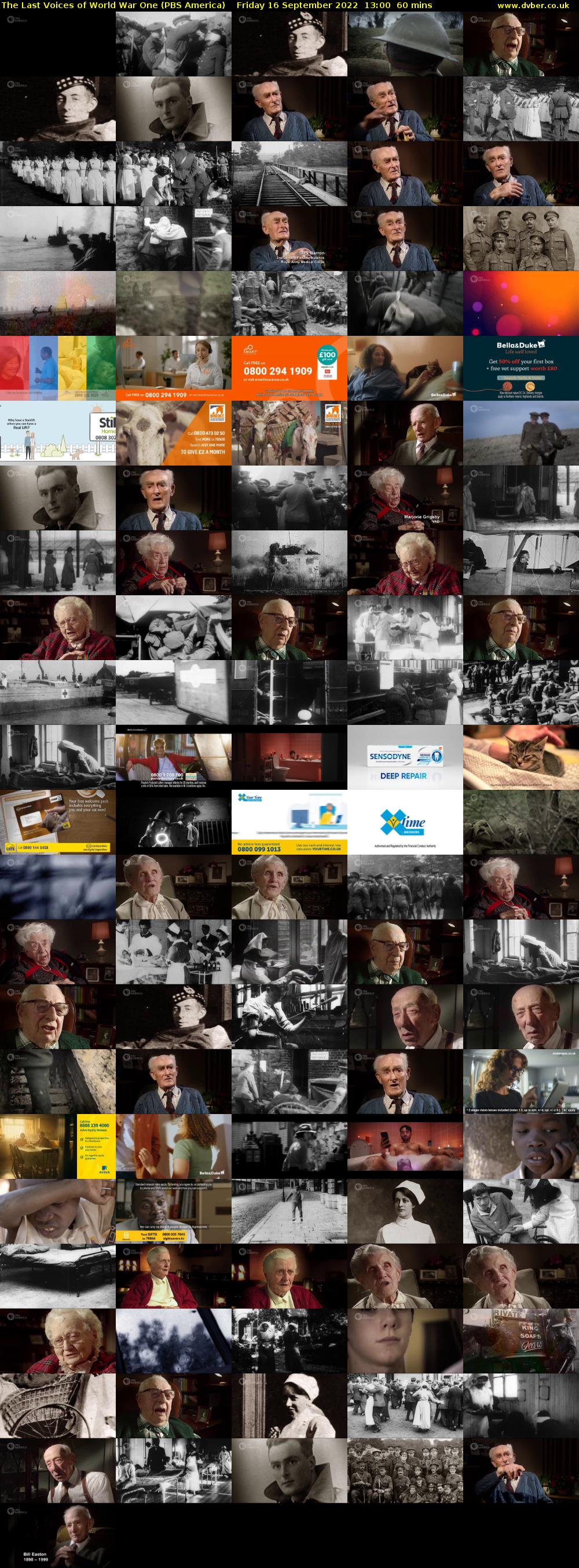 The Last Voices of World War One (PBS America) Friday 16 September 2022 13:00 - 14:00