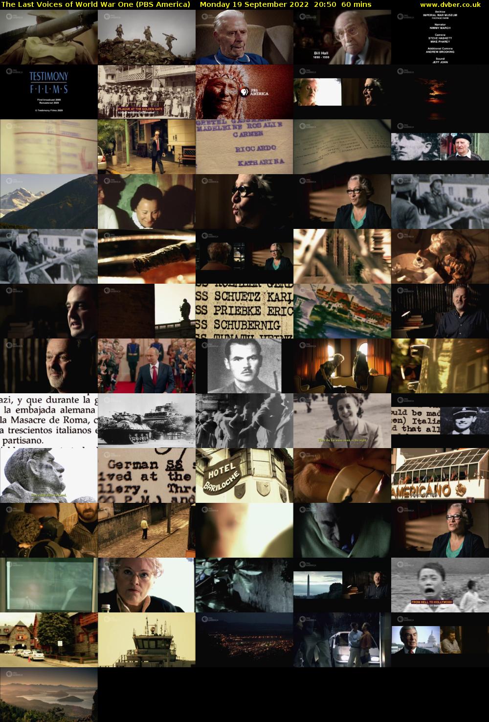 The Last Voices of World War One (PBS America) Monday 19 September 2022 20:50 - 21:50