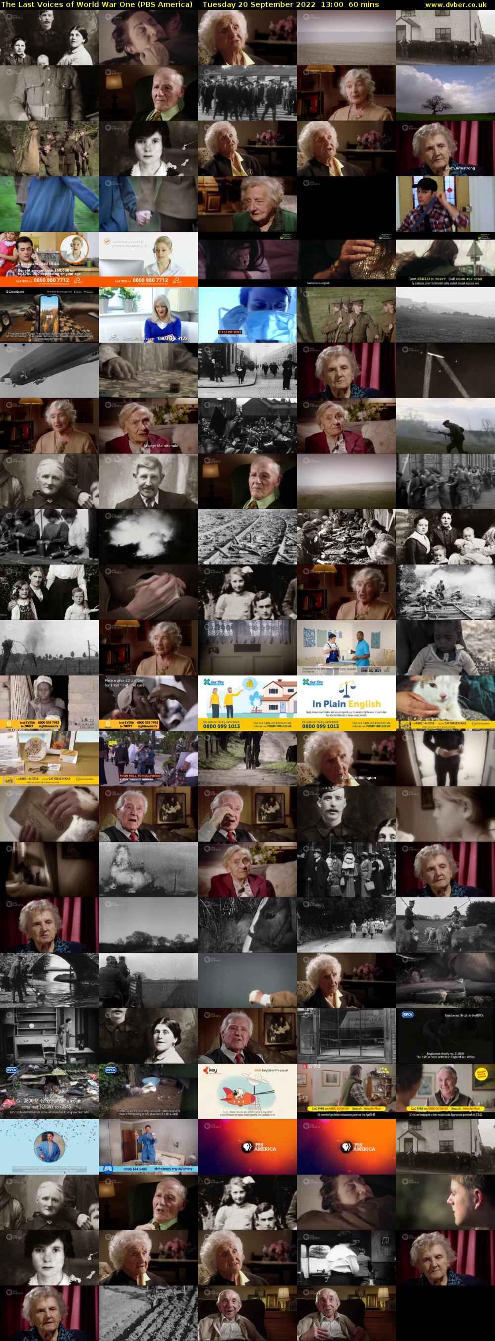 The Last Voices of World War One (PBS America) Tuesday 20 September 2022 13:00 - 14:00