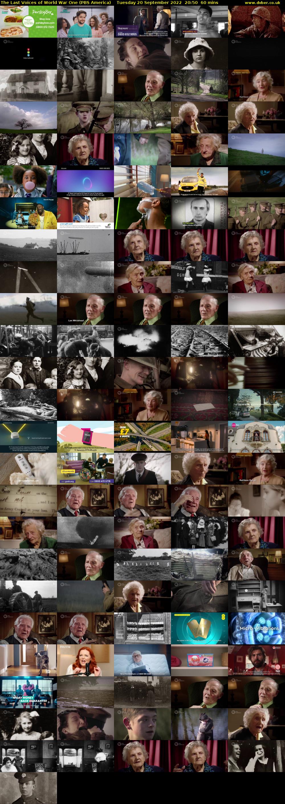 The Last Voices of World War One (PBS America) Tuesday 20 September 2022 20:50 - 21:50