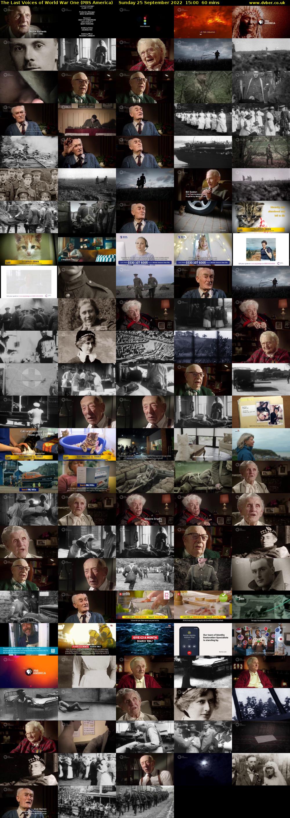 The Last Voices of World War One (PBS America) Sunday 25 September 2022 15:00 - 16:00