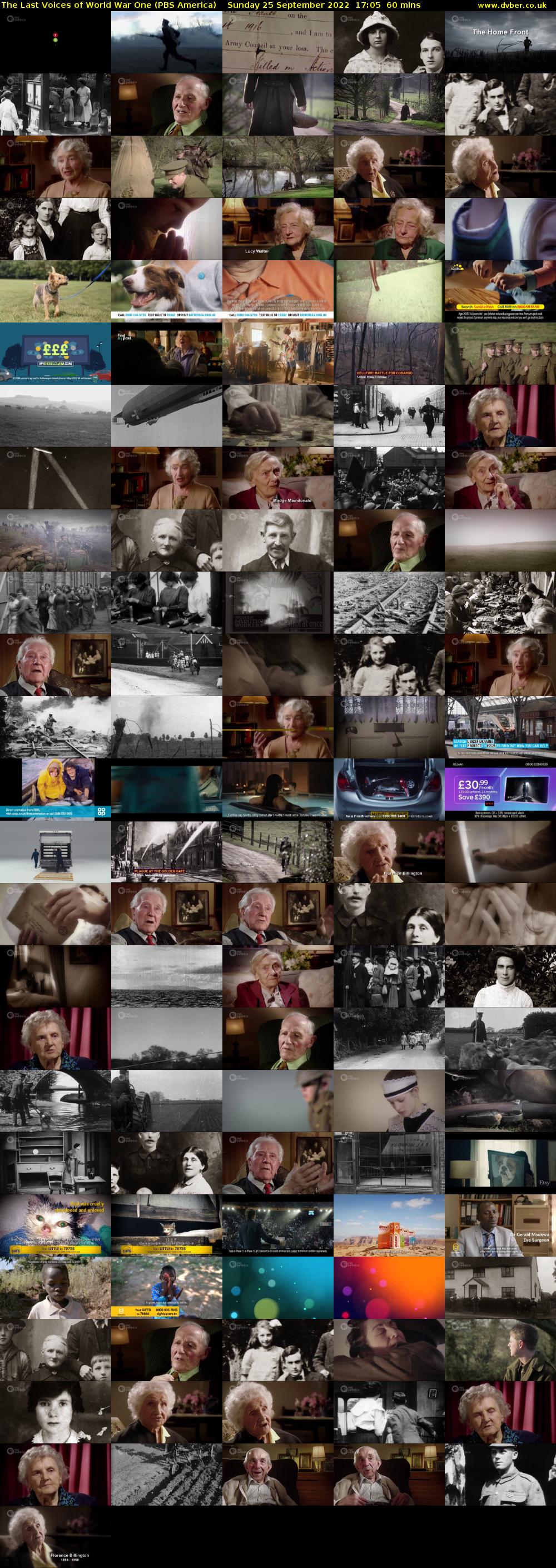 The Last Voices of World War One (PBS America) Sunday 25 September 2022 17:05 - 18:05