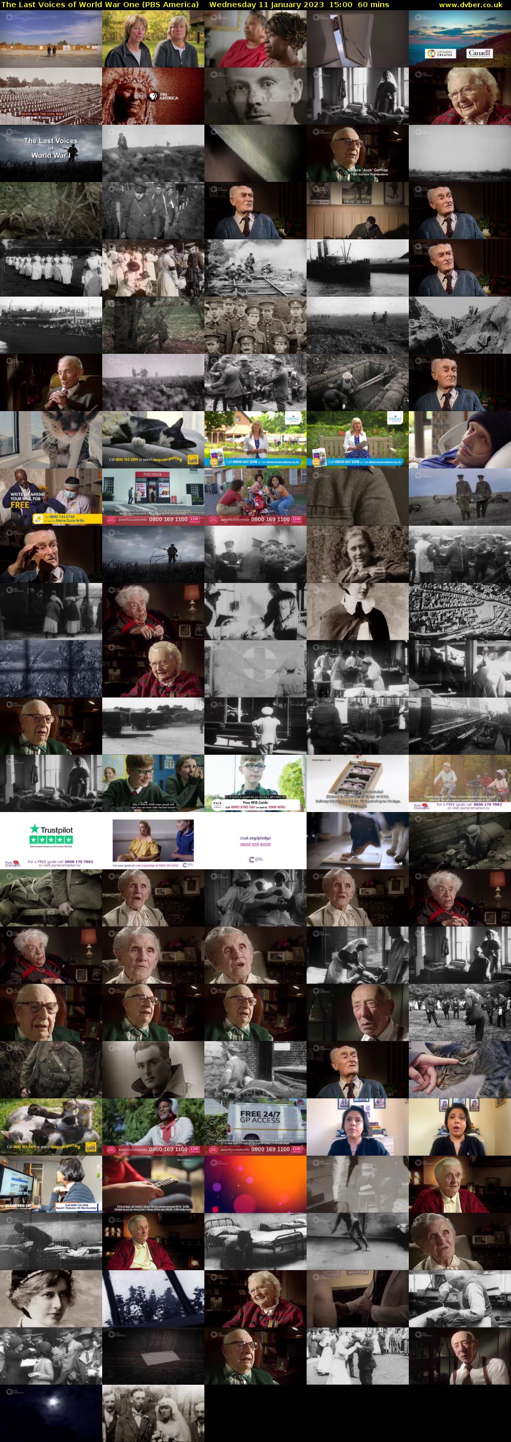 The Last Voices of World War One (PBS America) Wednesday 11 January 2023 15:00 - 16:00