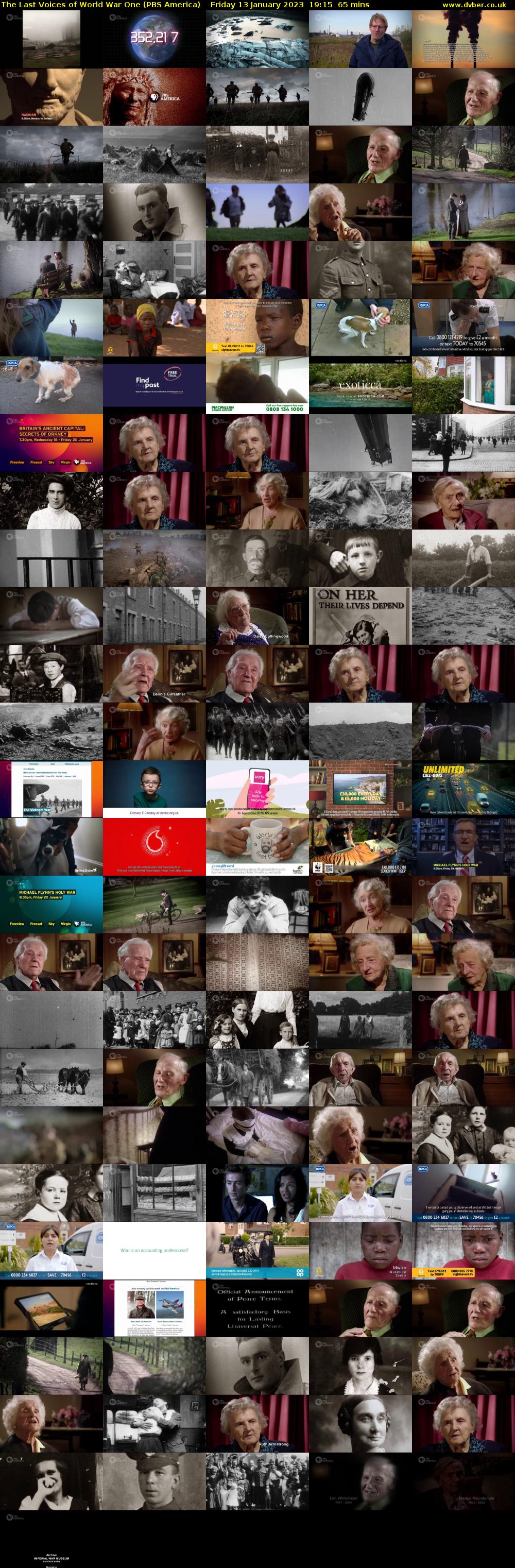 The Last Voices of World War One (PBS America) Friday 13 January 2023 19:15 - 20:20