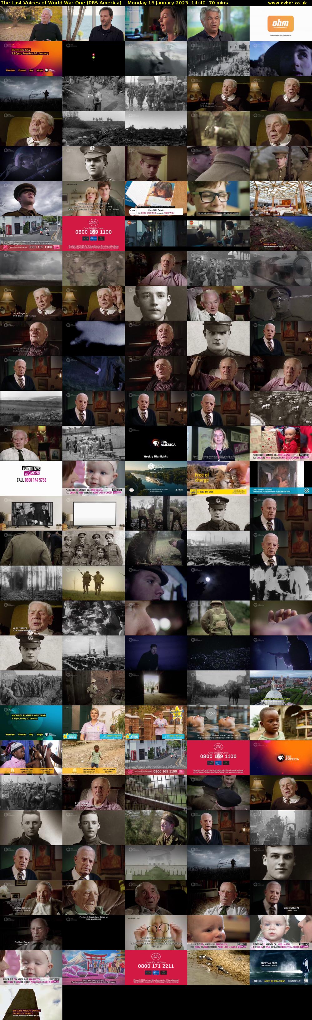 The Last Voices of World War One (PBS America) Monday 16 January 2023 14:40 - 15:50