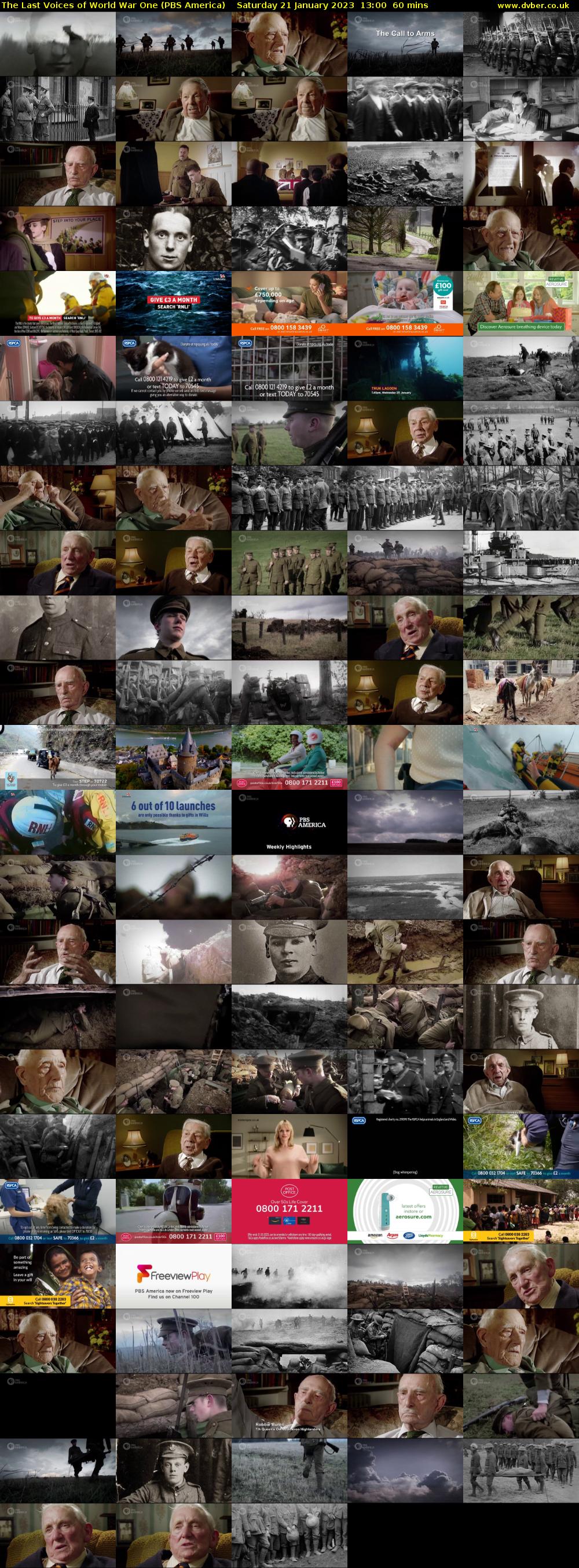 The Last Voices of World War One (PBS America) Saturday 21 January 2023 13:00 - 14:00